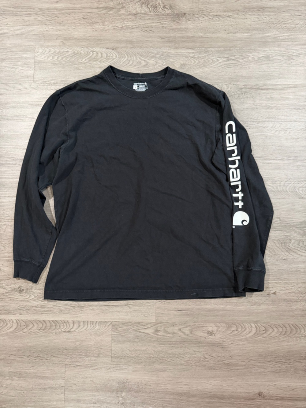 Carhartt Black Long Sleeve Tee with White Sleeve Logo